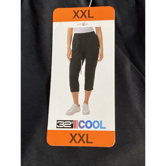 NWT 32 Degrees Capri Black Nylon Size 2XL Soft Cool Elastic String Tie (3XL) - Picture 4 of 6